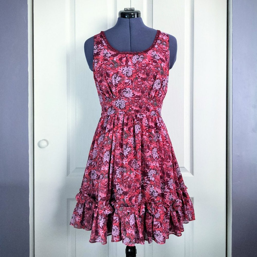 XXI Floral Pink Tiered Ruffle Party Dress NWOT